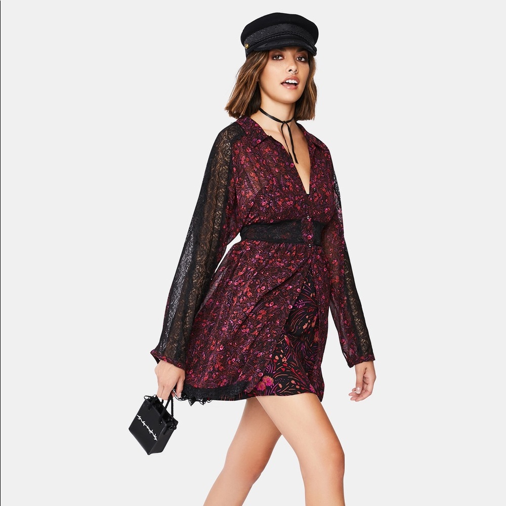 NWOT Free People Sheer Romance Mini Dress Z269-9 - Picture 6 of 6